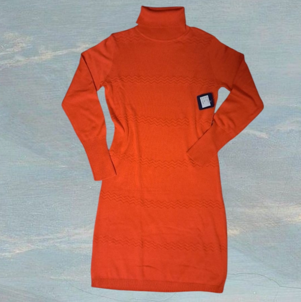 Select + Trend Red Rayon Sweater Dress Long-sleeves Women's size Small NWT